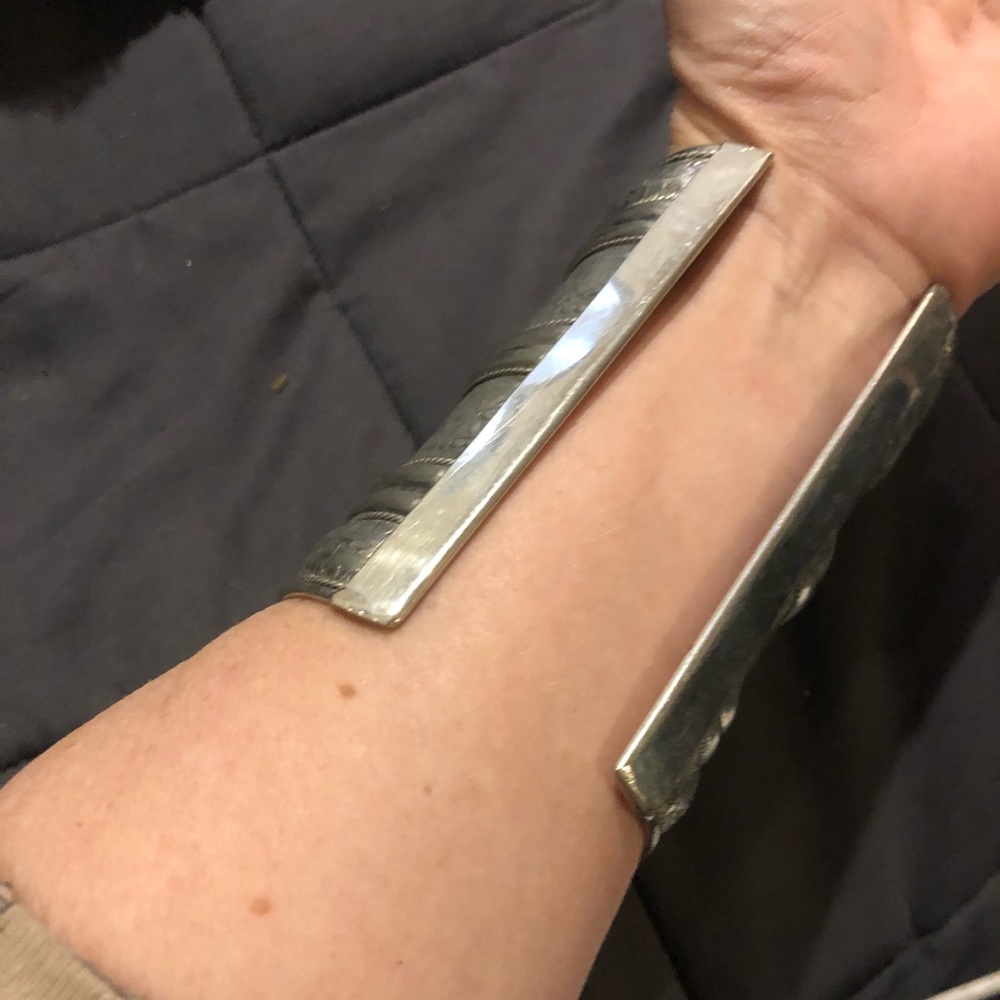 Funky Silvertone Statement Cuff Bracelet - image 8